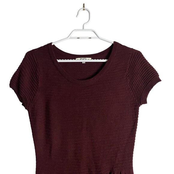 BB Dakota Women's Burgundy Midi A-Line Knit Dress - Picture 2 of 7